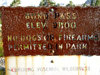 Bond Pass backpacking into Yosemite National Park.
